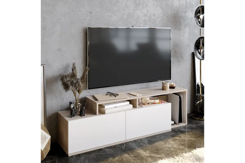 Lameyze Tv-bänk 150 cm - Natur/Vit - Möbler - TV- & Mediamöbler - TV bänk & mediabänk