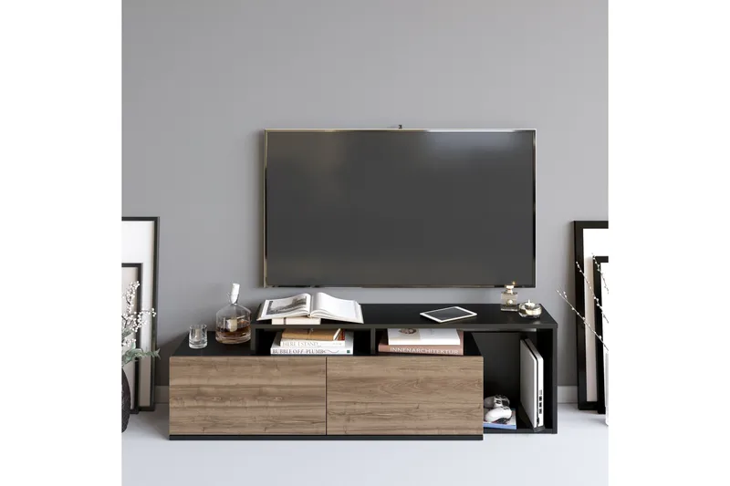 Lameyze Tv-bänk 150 cm - Svart/Mörkbrun - Möbler - TV- & Mediamöbler - TV bänk & mediabänk