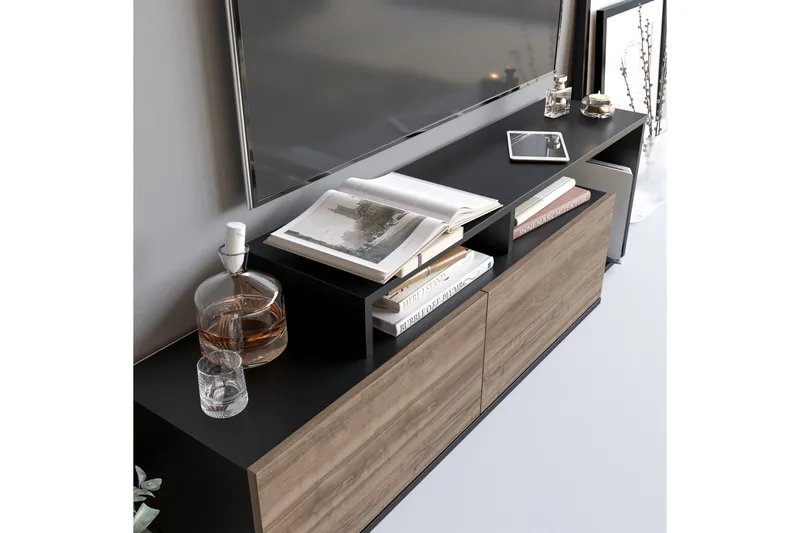 Lameyze Tv-bänk 150 cm - Svart/Mörkbrun - Möbler - TV- & Mediamöbler - TV bänk & mediabänk