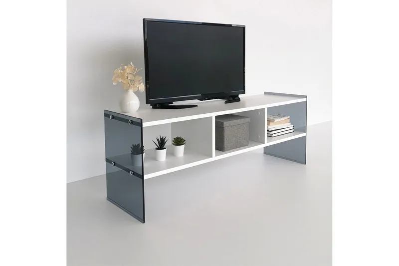 Lekkenne TV-bänk 122 cm - Vit/Grå - Möbler - TV- & Mediamöbler - TV bänk & mediabänk