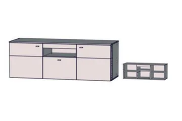 Lianne TV-bänk 150 cm  2 Dörrar Låda inkl Belysning - Plank Ek/Grå - Möbler - TV- & Mediamöbler - TV bänk & mediabänk