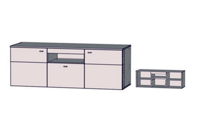 Lianne TV-bänk 150 cm  2 Dörrar Låda inkl Belysning - Plank Ek/Grå - Möbler - TV- & Mediamöbler - TV bänk & mediabänk