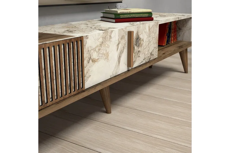 Lissione Tv-bänk 180 cm - Mörkbrun/Vit - Möbler - TV- & Mediamöbler - TV bänk & mediabänk