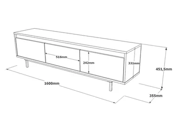 Lozyno Tv-bänk 160 cm - Silver/Svart - Möbler - TV- & Mediamöbler - TV bänk & mediabänk