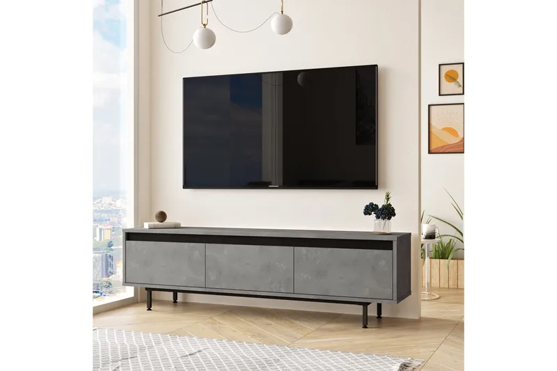 Lozyno Tv-bänk 160 cm - Silver/Svart - Möbler - TV- & Mediamöbler - TV bänk & mediabänk