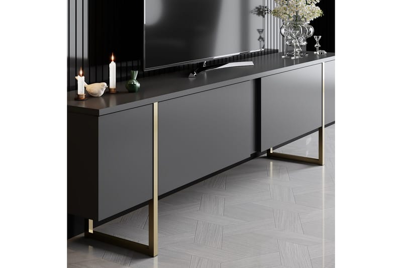 Luxe Tv-bänk 180x50 cm Svart/Guld - Hanah Home - Möbler - TV- & Mediamöbler - TV bänk & mediabänk