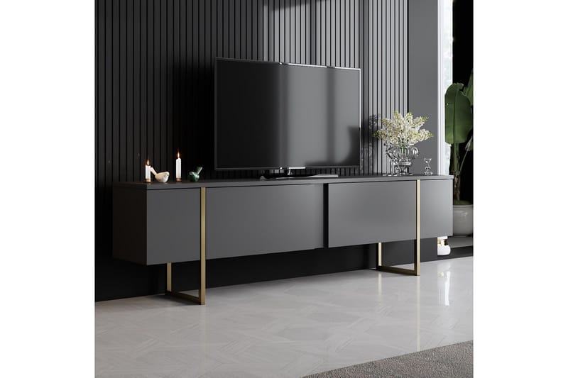 Luxe Tv-bänk 180x50 cm Svart/Guld - Hanah Home - Möbler - TV- & Mediamöbler - TV bänk & mediabänk