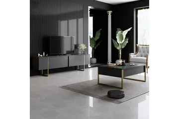 Luxe Tv-bänk 180x50 cm Svart/Guld - Hanah Home - Möbler - TV- & Mediamöbler - TV bänk & mediabänk