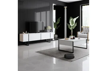 Luxe Tv-bänk 180x50 cm Vit/Svart - Hanah Home - Möbler - TV- & Mediamöbler - TV bänk & mediabänk