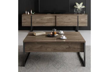 Luxe Tv bänk med Förvaring 180x50 cm - Brun / Svart / Trä - Möbler - TV- & Mediamöbler - TV bänk & mediabänk