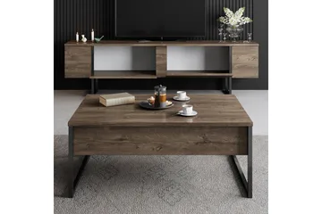 Luxe Tv bänk med Förvaring 180x50 cm - Brun / Svart / Trä - Möbler - TV- & Mediamöbler - TV bänk & mediabänk