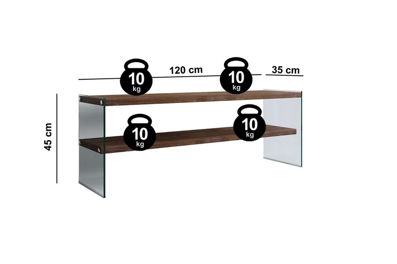 Malmby TV-bänk 120 cm - Brun/Glas - Möbler - TV- & Mediamöbler - TV bänk & mediabänk