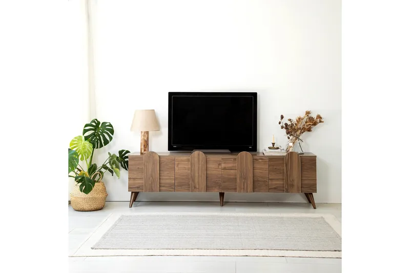 Malpani Golvstående Tv-bänk 180 cm med Förvaring i Valnöt - Brun - Möbler - TV- & Mediamöbler - TV bänk & mediabänk