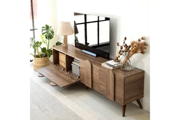 Malpani Golvstående Tv-bänk 180 cm med Förvaring i Valnöt - Brun - Möbler - TV- & Mediamöbler - TV bänk & mediabänk