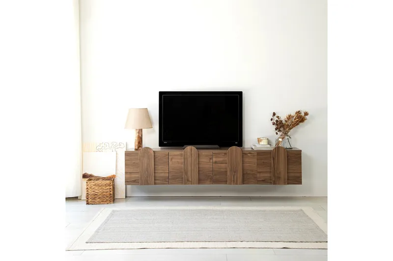 Malpani Vägghängd Tv Bänk 180 cm med Förvaring i Valnöt - Brun - Möbler - TV- & Mediamöbler - TV bänk & mediabänk