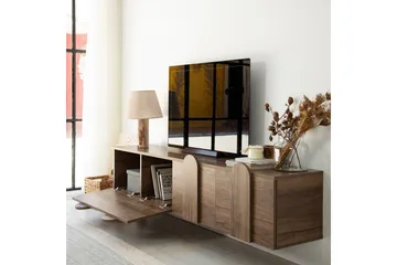 Malpani Vägghängd Tv Bänk 180 cm med Förvaring i Valnöt - Brun - Möbler - TV- & Mediamöbler - TV bänk & mediabänk