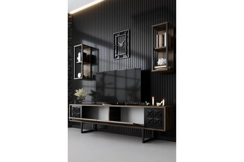 Manchan Tv-möbelset 180 cm - Valnöt/Svart - Möbler - TV- & Mediamöbler - TV bänk & mediabänk