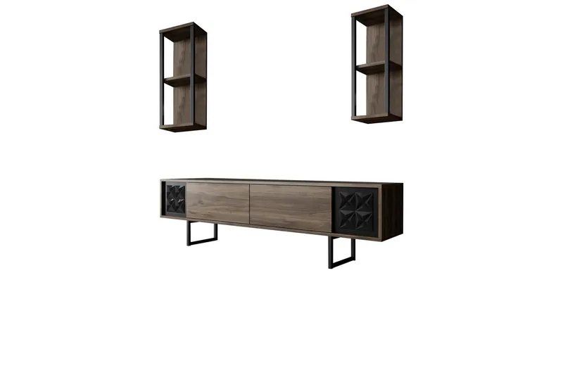 Manchan Tv-möbelset 180 cm - Valnöt/Svart - Möbler - TV- & Mediamöbler - TV bänk & mediabänk