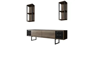 Manchan Tv-möbelset 180 cm - Valnöt/Svart - Möbler - TV- & Mediamöbler - TV bänk & mediabänk