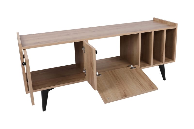Maolina Retro Tv-bänk 150 cm med Förvaring i Trä - Ljusbrun - Möbler - TV- & Mediamöbler - TV bänk & mediabänk