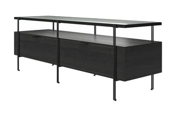 Marinko Tv Bänk 140 cm med Förvaring i Trä med Metallben - Svart - Möbler - TV- & Mediamöbler - TV bänk & mediabänk