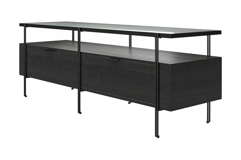 Marinko Tv Bänk 140 cm med Förvaring i Trä med Metallben - Svart - Möbler - TV- & Mediamöbler - TV bänk & mediabänk