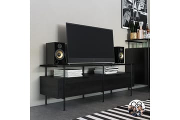 Marinko Tv Bänk 140 cm med Förvaring i Trä med Metallben - Svart - Möbler - TV- & Mediamöbler - TV bänk & mediabänk