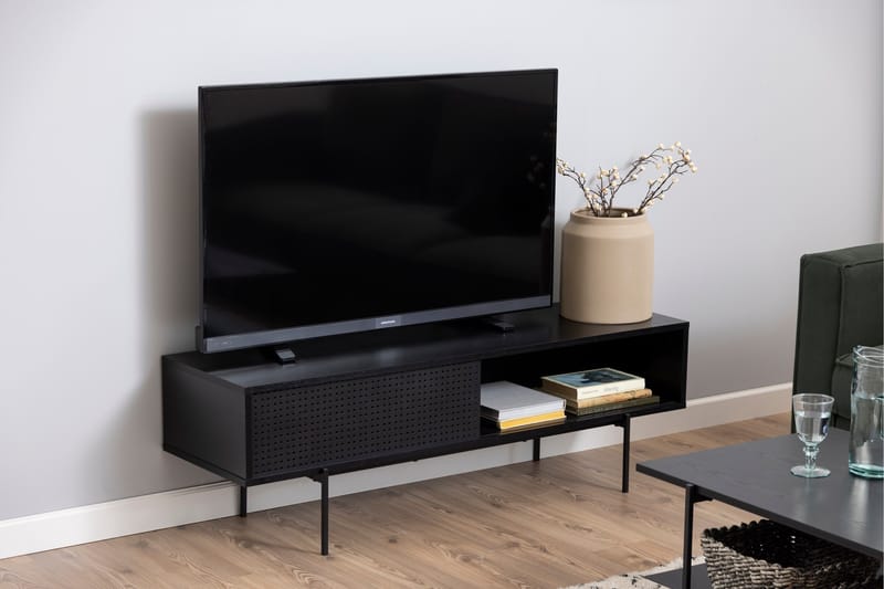 Mehoopany Golvstående Tv-bänk 140 cm med Förvaring i Målat Trä - Svart - Möbler - TV- & Mediamöbler - TV bänk & mediabänk