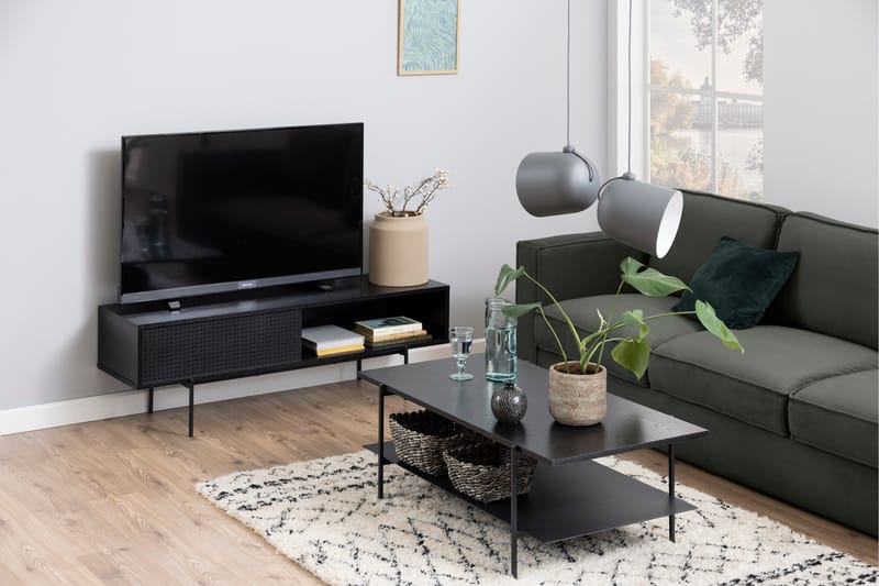 Mehoopany Golvstående Tv-bänk 140 cm med Förvaring i Målat Trä - Svart - Möbler - TV- & Mediamöbler - TV bänk & mediabänk