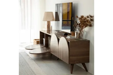 Mesta Golvstående Tv Bänk 180 cm med Förvaring i Valnöt - Brun - Möbler - TV- & Mediamöbler - TV bänk & mediabänk