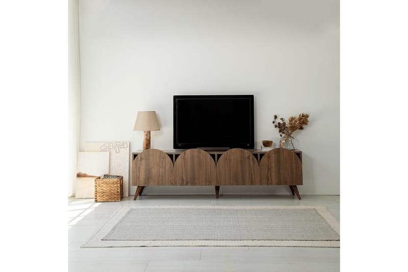 Mesta Golvstående Tv Bänk 180 cm med Förvaring i Valnöt - Brun - Möbler - TV- & Mediamöbler - TV bänk & mediabänk