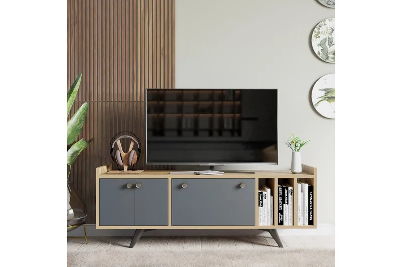 Midelt Tv-bänk 150 cm - Antracit/Natur - Möbler - TV- & Mediamöbler - TV bänk & mediabänk