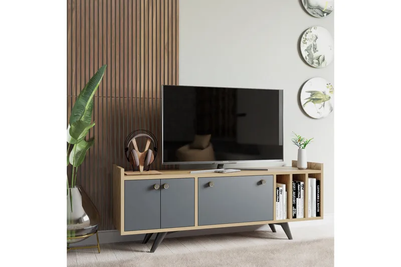 Midelt Tv-bänk 150 cm - Antracit/Natur - Möbler - TV- & Mediamöbler - TV bänk & mediabänk