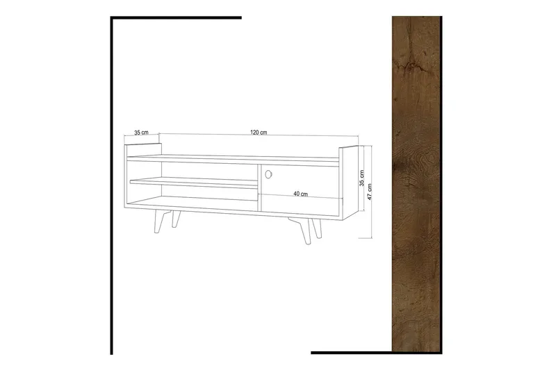 Mod Design Tv-bänk 120 cm - Trä/Vit - Möbler - TV- & Mediamöbler - TV bänk & mediabänk