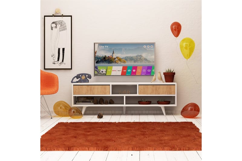 Mod Design Tv-bänk 140 cm - Vit/Brun - Möbler - TV- & Mediamöbler - TV bänk & mediabänk