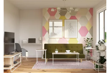 Nadzeya Golvstående Tv-bänk 152,9 cm med Förvaring i Trä med Metallram - Beige - Möbler - TV- & Mediamöbler - TV bänk & mediabänk