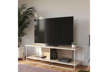 Nadzeya Golvstående Tv-bänk 152,9 cm med Förvaring i Trä med Metallram - Beige - Möbler - TV- & Mediamöbler - TV bänk & mediabänk
