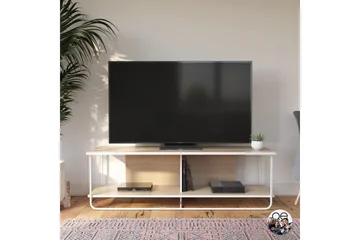 Nadzeya Golvstående Tv-bänk 152,9 cm med Förvaring i Trä med Metallram - Beige - Möbler - TV- & Mediamöbler - TV bänk & mediabänk