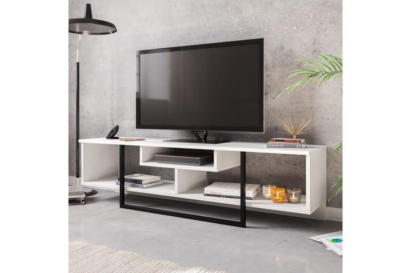 Naftali Golvstående TV-bänk 149 cm med Förvaring i Målat Trä - Vit - Möbler - TV- & Mediamöbler - TV bänk & mediabänk