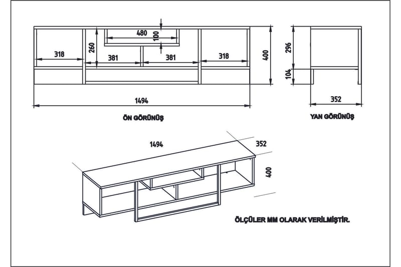 Naftali TV-Bänk 149 cm - Vit/Svart - Möbler - TV- & Mediamöbler - TV bänk & mediabänk