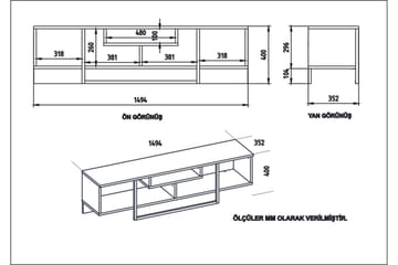 Naftali TV-Bänk 149 cm - Vit/Svart - Möbler - TV- & Mediamöbler - TV bänk & mediabänk