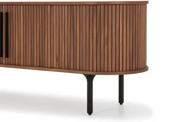 Noira Oval TV bänk Valnöt 150x45 cm Ribbad - Mörkbrunt / Brunt Trä - Möbler - TV- & Mediamöbler - TV bänk & mediabänk