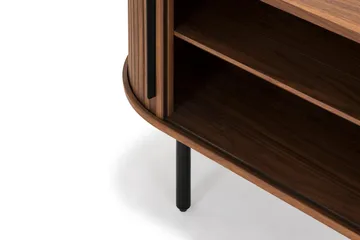 Noira Oval TV bänk Valnöt 150x45 cm Ribbad - Mörkbrunt / Brunt Trä - Möbler - TV- & Mediamöbler - TV bänk & mediabänk