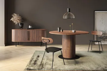 Noira Oval TV bänk Valnöt 150x45 cm Ribbad - Mörkbrunt / Brunt Trä - Möbler - TV- & Mediamöbler - TV bänk & mediabänk