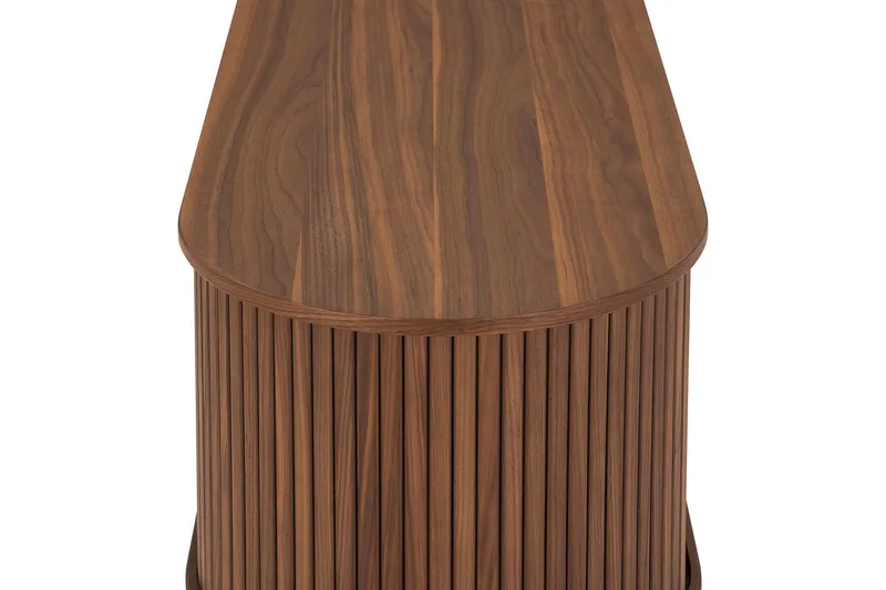 Noira Oval TV bänk Valnöt 150x45 cm Ribbad - Mörkbrunt / Brunt Trä - Möbler - TV- & Mediamöbler - TV bänk & mediabänk