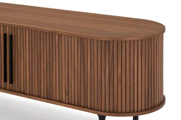 Noira Oval TV bänk Valnöt 150x45 cm Ribbad - Mörkbrunt / Brunt Trä - Möbler - TV- & Mediamöbler - TV bänk & mediabänk