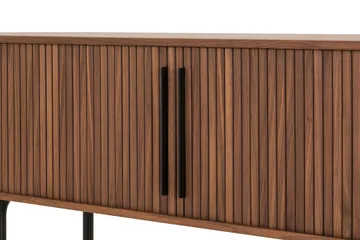 Noira Oval TV bänk Valnöt 150x45 cm Ribbad - Mörkbrunt / Brunt Trä - Möbler - TV- & Mediamöbler - TV bänk & mediabänk