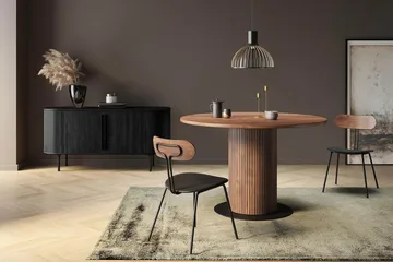 Noira Oval TV bänk Valnöt 150x45 cm Ribbad - Mörkbrunt / Brunt Trä - Möbler - TV- & Mediamöbler - TV bänk & mediabänk