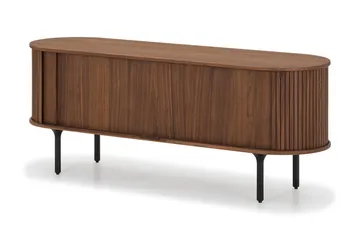 Noira Oval TV bänk Valnöt 150x45 cm Ribbad - Mörkbrunt / Brunt Trä - Möbler - TV- & Mediamöbler - TV bänk & mediabänk