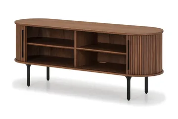 Noira Oval TV bänk Valnöt 150x45 cm Ribbad - Mörkbrunt / Brunt Trä - Möbler - TV- & Mediamöbler - TV bänk & mediabänk